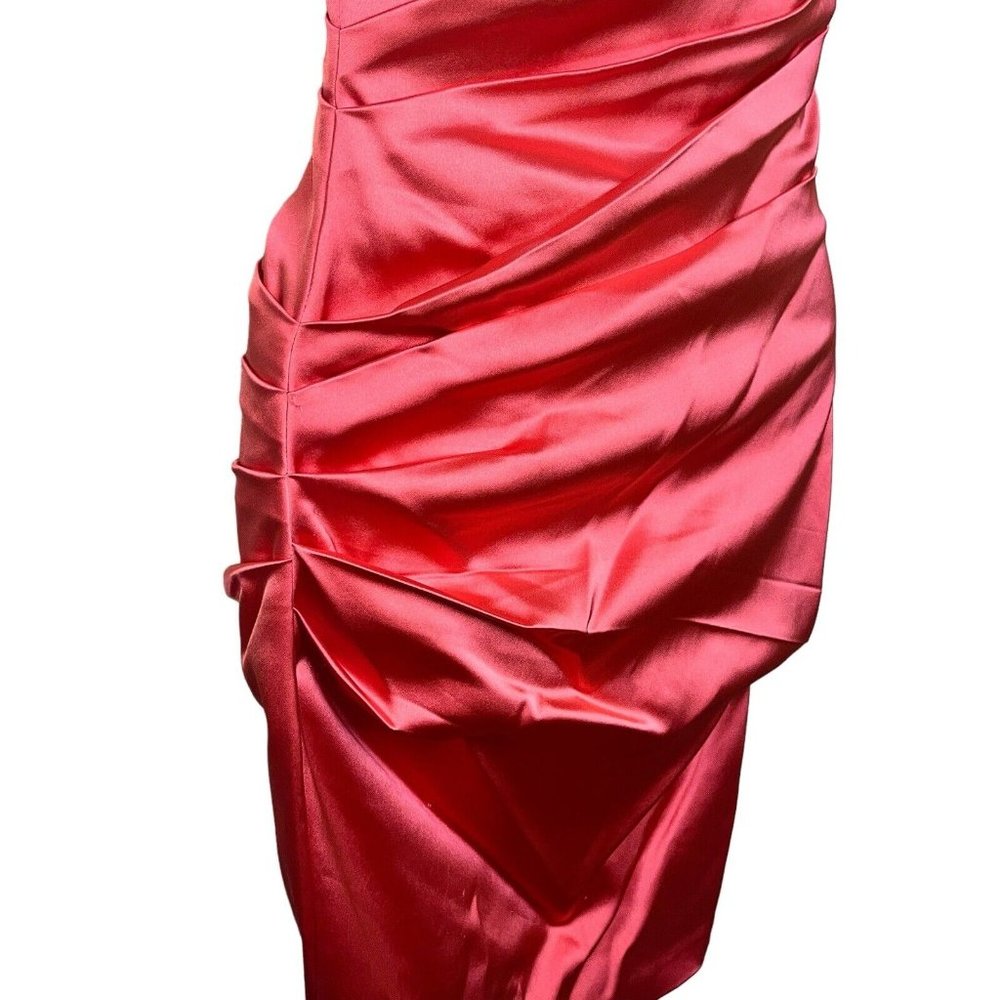 Sexy Cache Vintage Coral Dress 2 Layered Shinny Evening Party Bodycon Back Zip - Picture 5 of 11